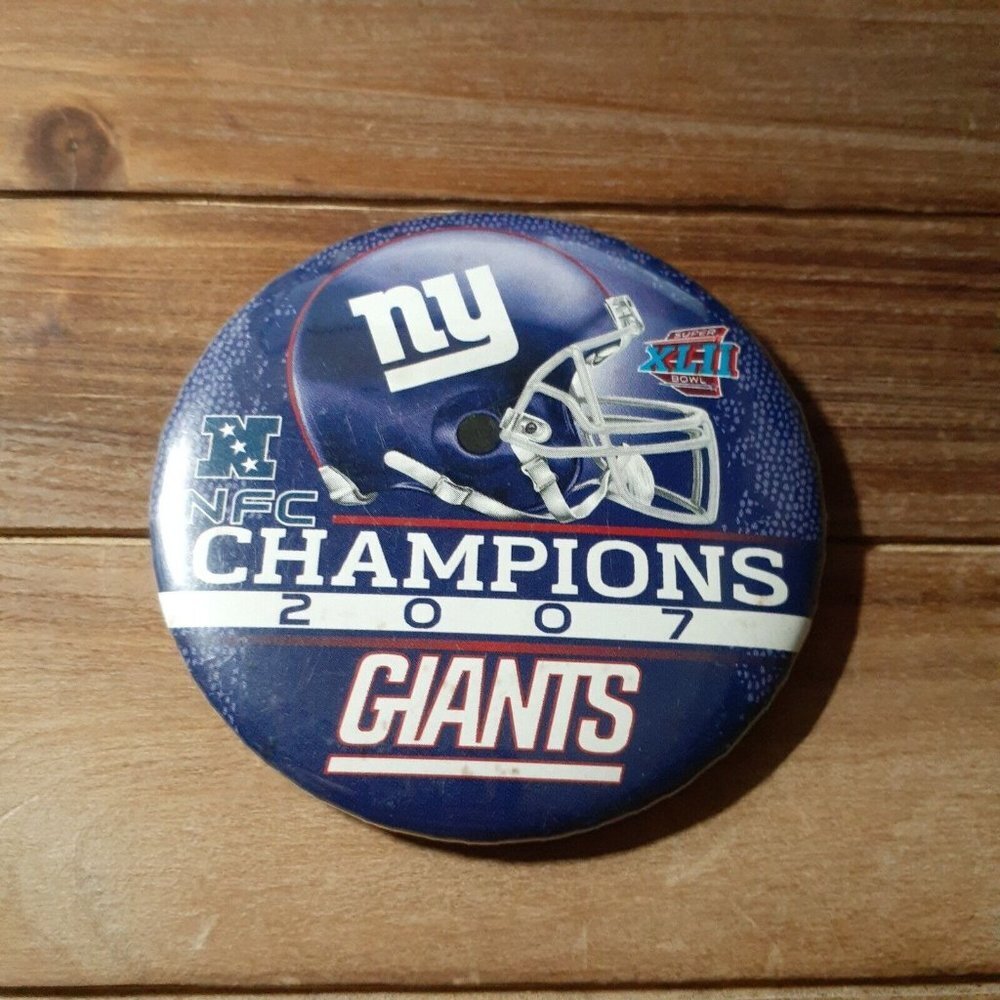 New York Giants Champions 2007 Pinback Button Super XLII Bowl 3"